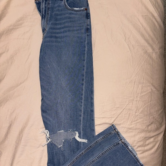 Abercrombie & Fitch Blue Ripped Straight Leg Jeans - Picture 2 of 3